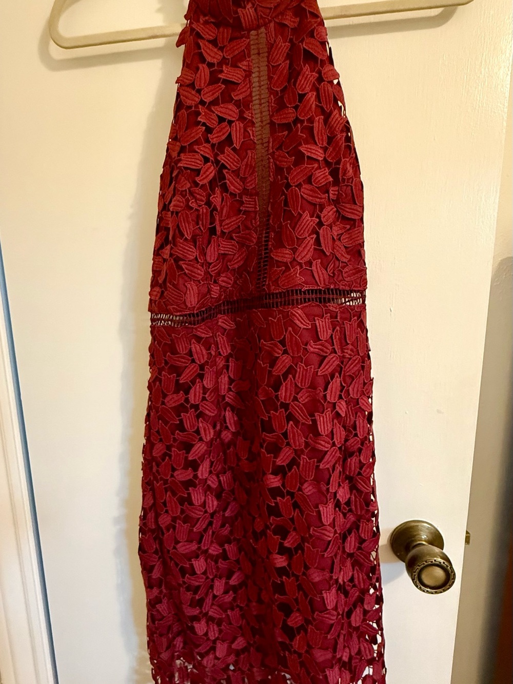Bardot Burgundy Lace Detail Dress